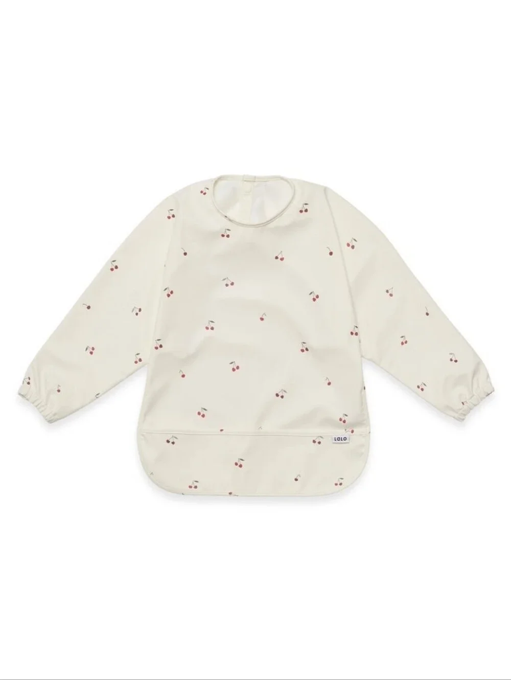 NWT Lalo Long Sleeve Smock Bib Cherry 6M–2T Waterproof Baby Feeding Bib